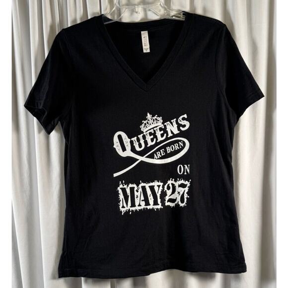 Bella Graphic T-Shirt Queens are born on May 27 Black & White, Sz: M, 73-42 - Picture 12 of 14